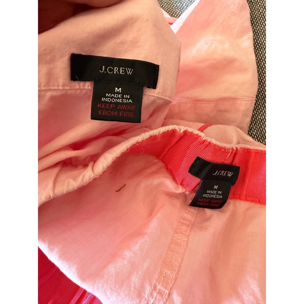 J. Crew Short Sleeve pajama Set in End On End Cotton Set Women Medium Pink - Picture 4 of 7